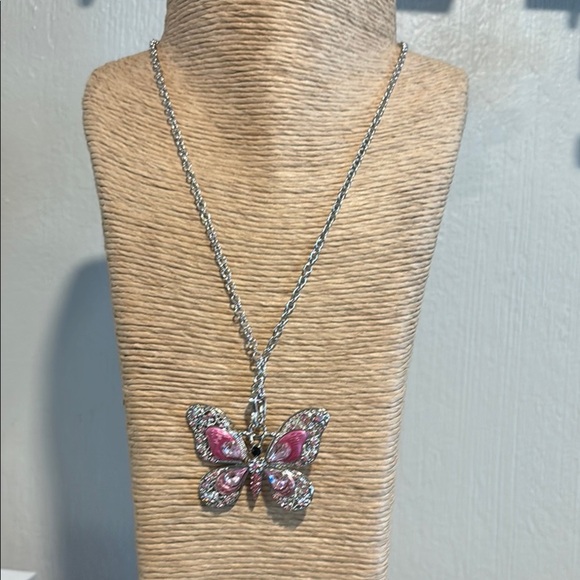 Paparazzi Pink and Silver Butterfly Charm Necklace - Picture 5 of 12